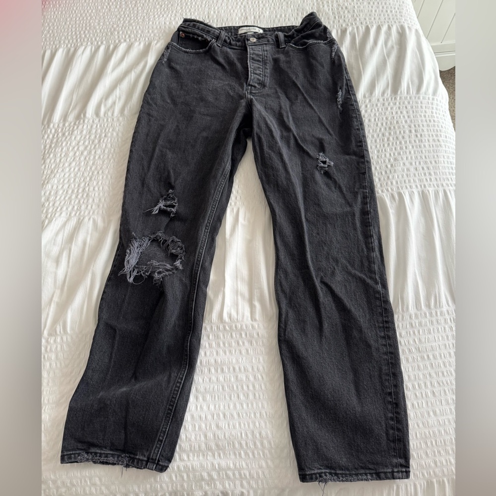 Abercrombie and fitch black “the dad” high rise curve love Jean size 28 (6) - Picture 2 of 11